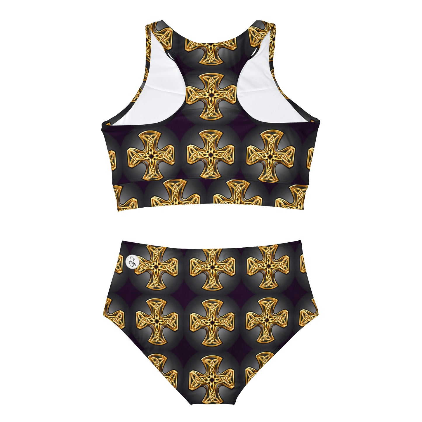 Women's Black Swim Suit with Gold Cross